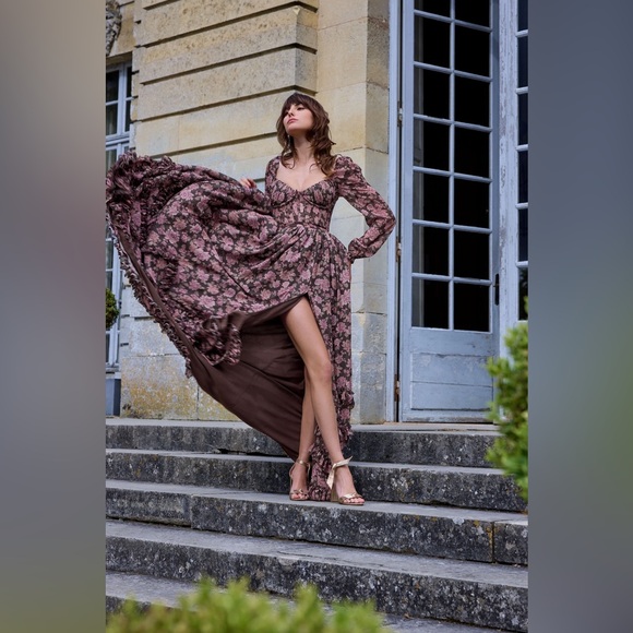 NWT V Chapman The Carmella Dress in Chocolate Peony Print Anthropologie - Picture 8 of 15